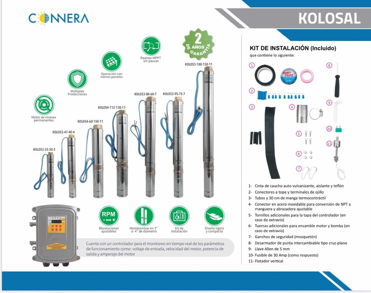 Kit De Bomba Solar Kolos3-35-30-2 + 2 Panel 330w + Base Panel - Image 5