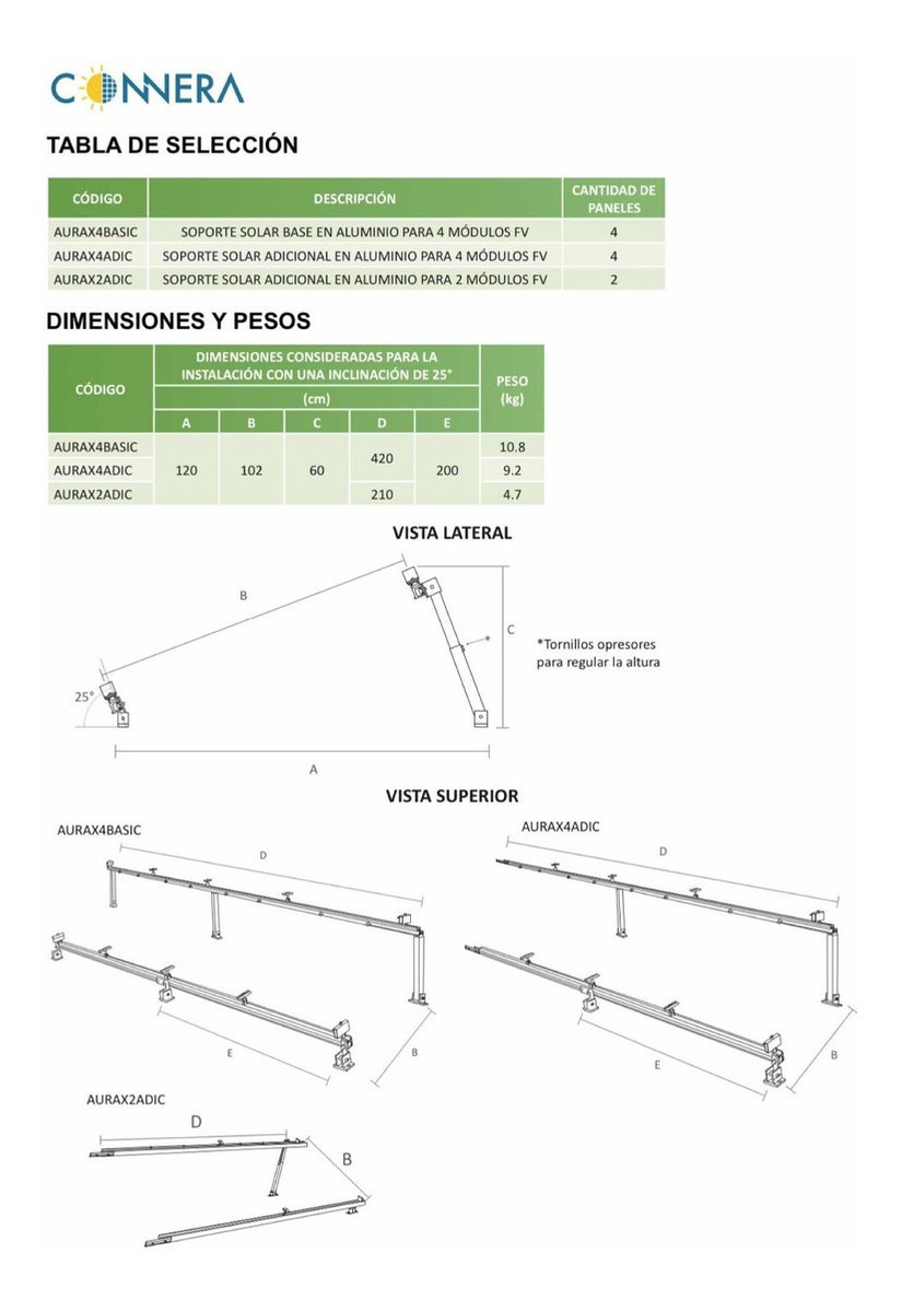 Estructura 2 Paneles Solar Adicionales Connera Aurax2adic - Image 3