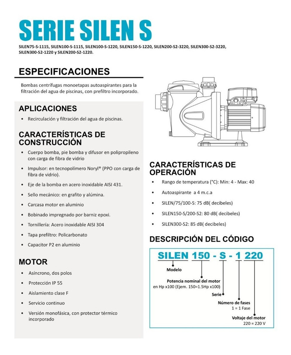 Bomba Para Piscina Espa Silen200-s2-1220 2 Hp 220v - Image 3