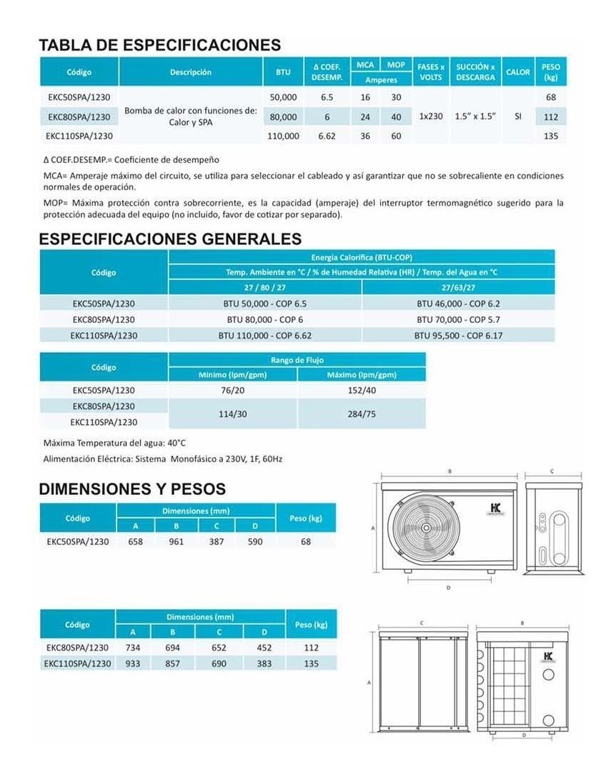 Bomba De Calor Hidrocontrol Serie Ekc, Spa 50,000btu 40?c - Image 3