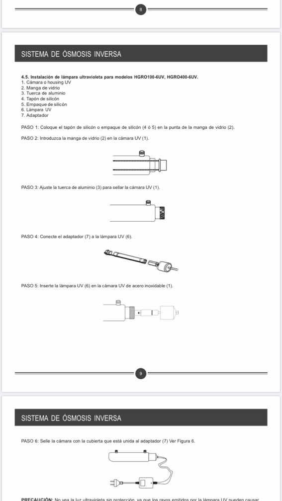 Sistema de Desinfección Con Lámpara Uv Para 1 Gpm 12 Watts HIDROGREEN - Image 4
