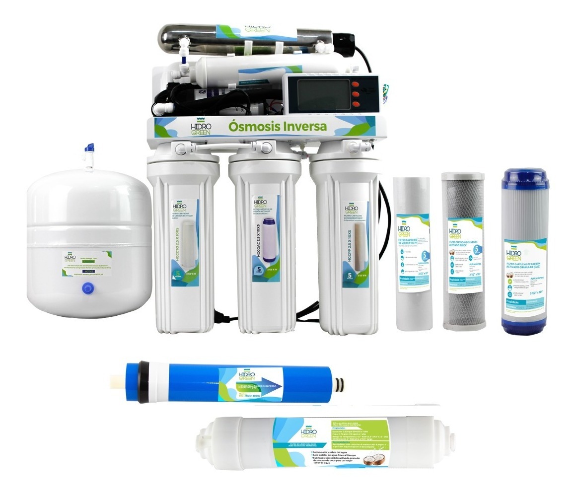 Purificador Osmosis 6 Etapas 100 Gpd Uv Hidrogreen + Kit 2 A