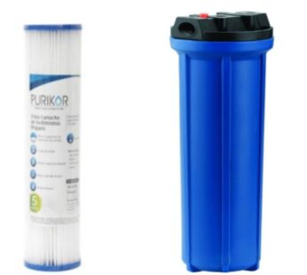 Porta Filtro 2.5×10 Azul Entrada 3/4 + Filtro De Propropileno plagable 5 micras