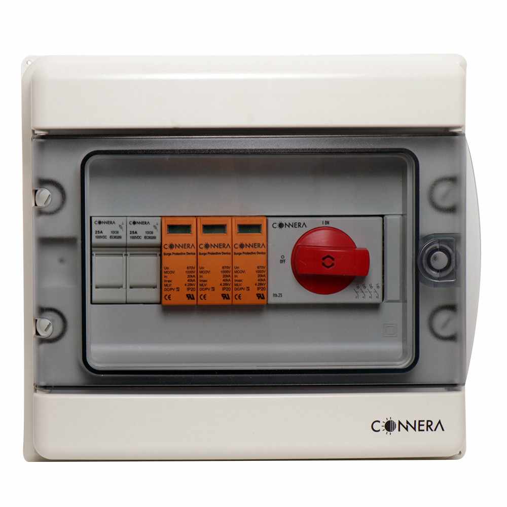 Caja de protecci?n para 1 series de corriente directa, STRING BOX, CONNERA, interior y exterior, IP65, 1000Vcc, 15A SHIELD-SB1-FSPDC
