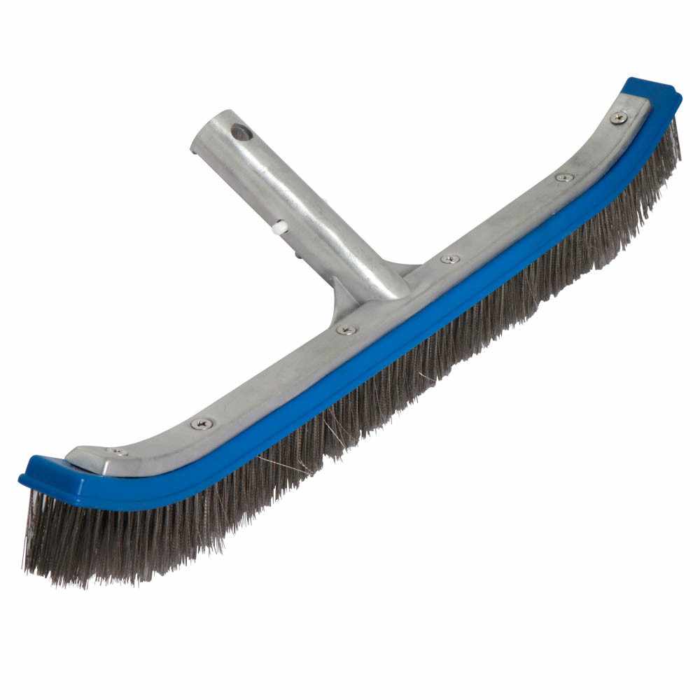 Cepillo curvo de 18" marca PANDA con mango y cerdas en acero inoxidable PA-CEP-CU18-CX-MX