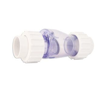 V?lvula check transparente 1.5″, PANDA, construida en PVC, conexiones para cementar PA-VC-1.5PVCRAC