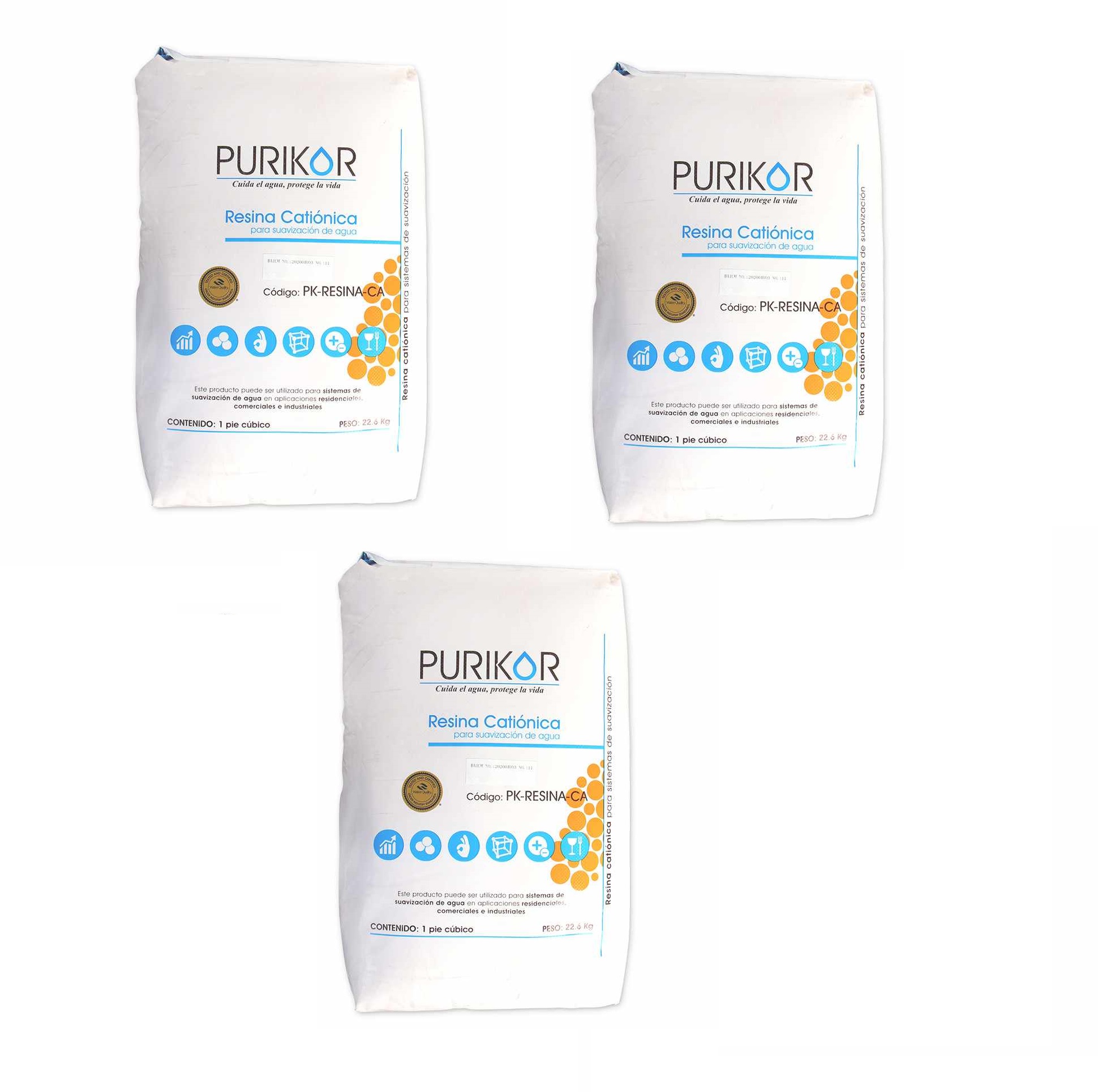 Bulto de resina catiónica para suavizador marca PURIKOR en presentación 28.3 Litros PK-RESINA-CA (3 Bultos)
