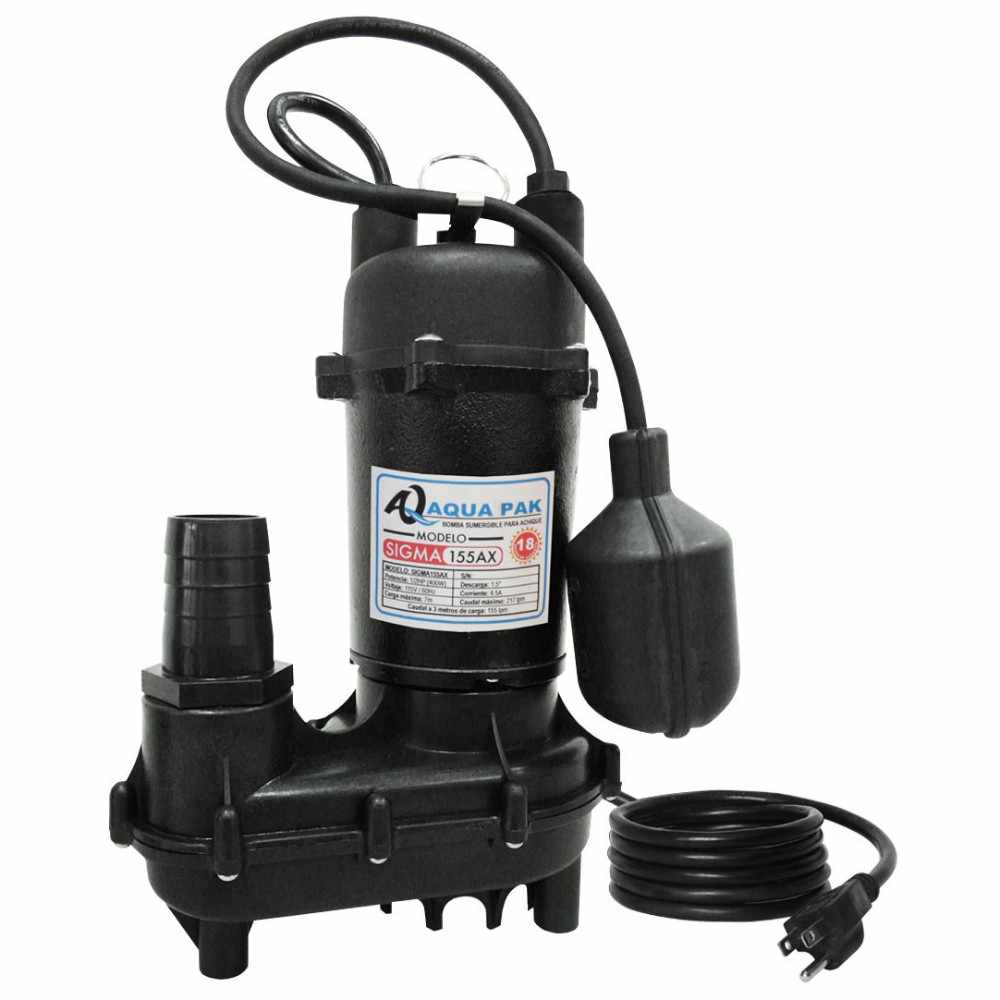 Motobomba sumergible para efluentes, AQUA PAK, serie SIGMA, descarga 1.5", s?lidos 20 mm, 1/2 HP, 1 fase, 115 volts SIGMA155AX