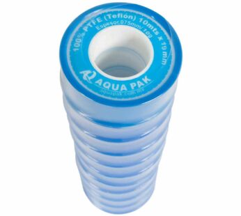Paquete de 10 piezas cinta de Tefl?n (PTFE) AQUA PAK, 19mm (3/4″) de ancho,10m de largo, 0.075mm de espesor (cada pieza) C?digo: CT19X10/PAQ10