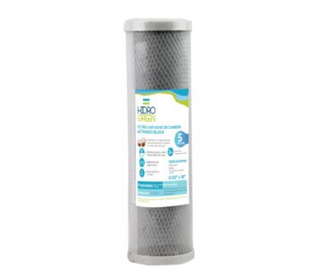 Filtro cartucho de Carb?n activado block (CTO) marca HIDROGREEN con dimensiones de 2.5″ x 10″ para filtrado de 5 micras HGCCTO2.5X10X5
