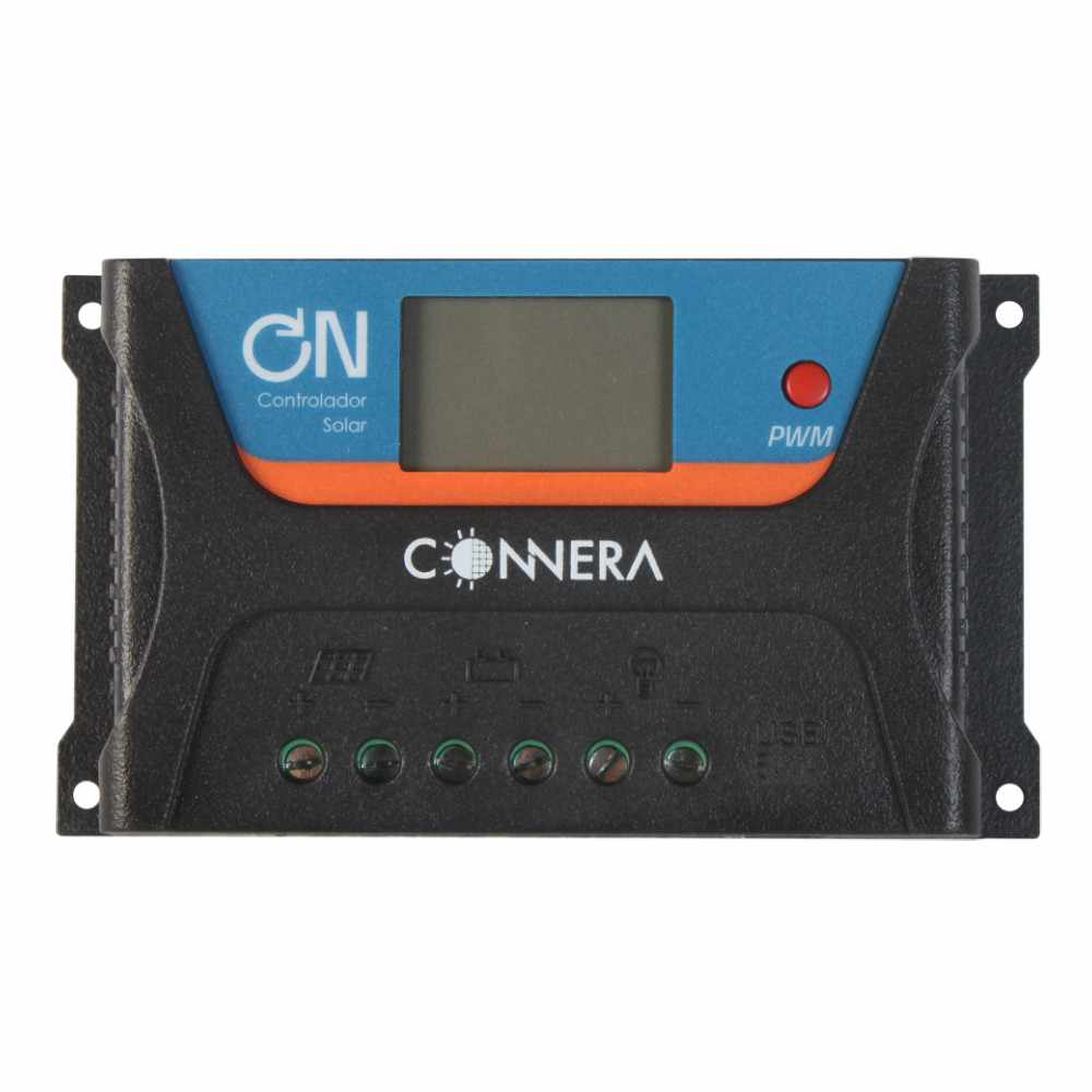 Controlador de carga solar serie ON PWM, CONNERA, 20 A, para bateras con entrada de 12 - 24 VCD ONPWM12/20