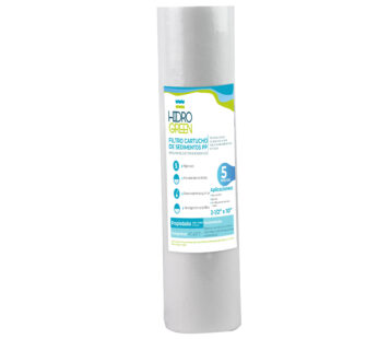Filtro cartucho de Polipropileno termofusionado marca HIDROGREEN con dimensiones de 2.5″ x 10″ para filtrado de 5 micras C?digo: HGCPP2.5X10X5