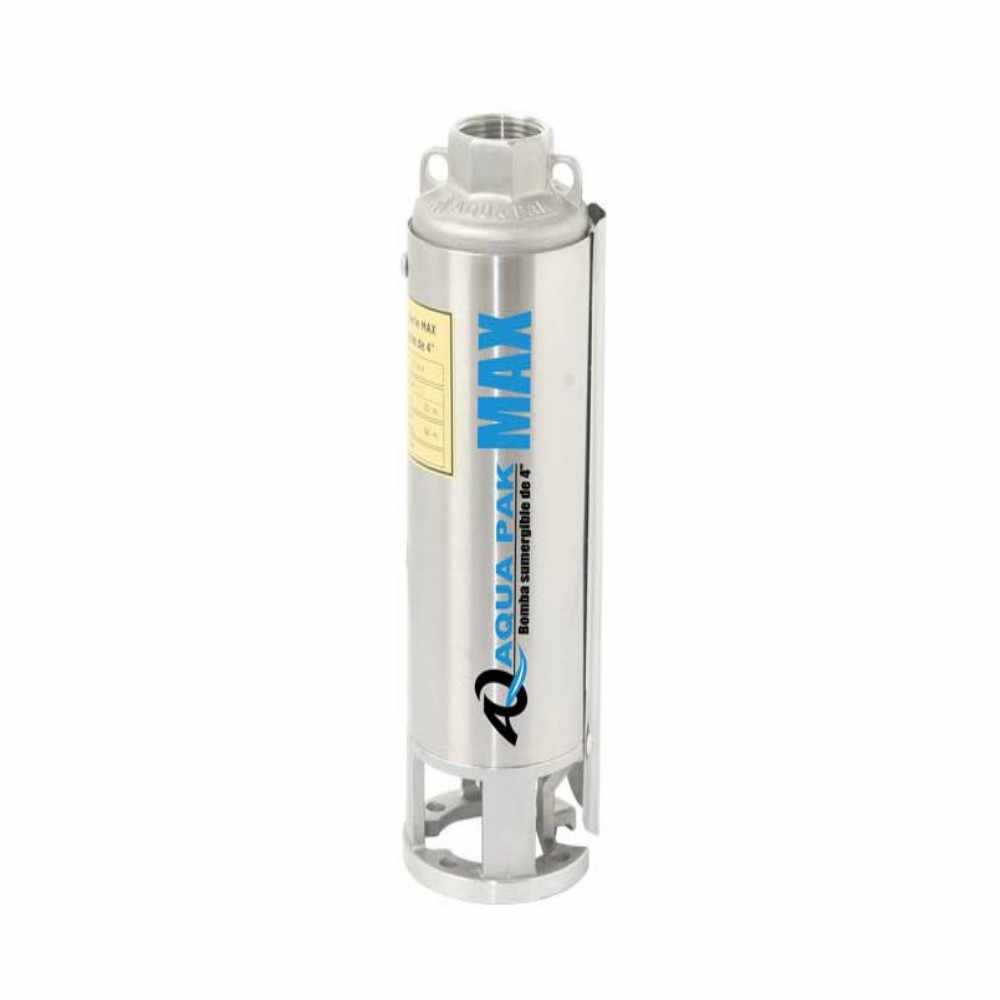 Bomba sumergible AQUA PAK serie MAX, 1 lps, acero inoxidable/lexan/noryl, 10 etapas, descarga 1.25", 1 HP, NEMA 4"