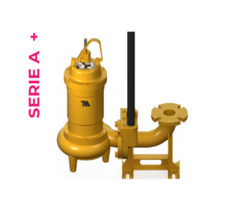 Bomba sumergible p/agua residual, marca TbA, Modelo R34-23-04-F, VERSION FIJA, motor el?ctrico de 3 hp, 4 polos, 3 fases, 3450 RPM – 230/440V , incluye: Codo de descarga bridado ANSI de 125 lbs, con gu?a de tubos (SIN TUBOS GUIA), descarga de 4″ de di?metro, 8 mts de cables de fuerza, DOS SELLOS MECANICOS.  Materiales de construcci?n:  Cuerpo de motor, bomba e impulsor: ASTM A48-CL30 Flecha: AISI 410 ? 416 // Torniller?a: AISI 304. Cable: Cobre suave multi-hilo aislamiento 600V en PVC con forro de PVC doble forro. ADICIONALMENTE LLEVA INCORPORADO UN TERCER SELLO TIPO GLANDULA para evitar el paso de solidos a la zona del sello mec?nico inferior.