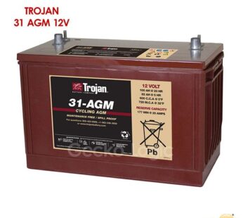 Bater?a Marca Trojan Modelo 31AGM. Capacidad de 100AH@12V a 20Hrs. Sellada, libre de mantenimiento. Grupo BCI: 31. Peso 31 Kg.