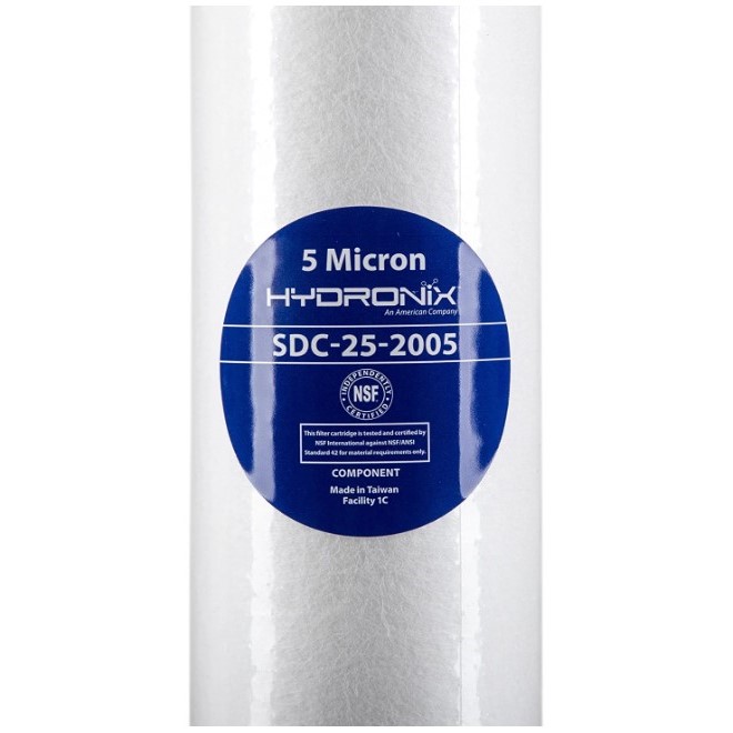 Filtro Cartucho Polipropileno Marca HYDRONIX de 2.5" x 20" Para Filtrado de 5 Micras