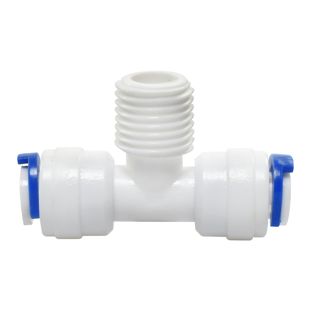 Conector Fitting Niple "T" de 1/4" x 1/4", Rosca Exterior x 1/4" Marca Servimatic