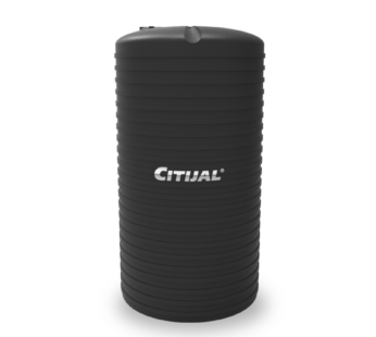 Tanque vertical marca CITIJAL de 2,500 litros de capacidad, color negro
